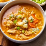 bowl filled with healthy buffalo chicken soup