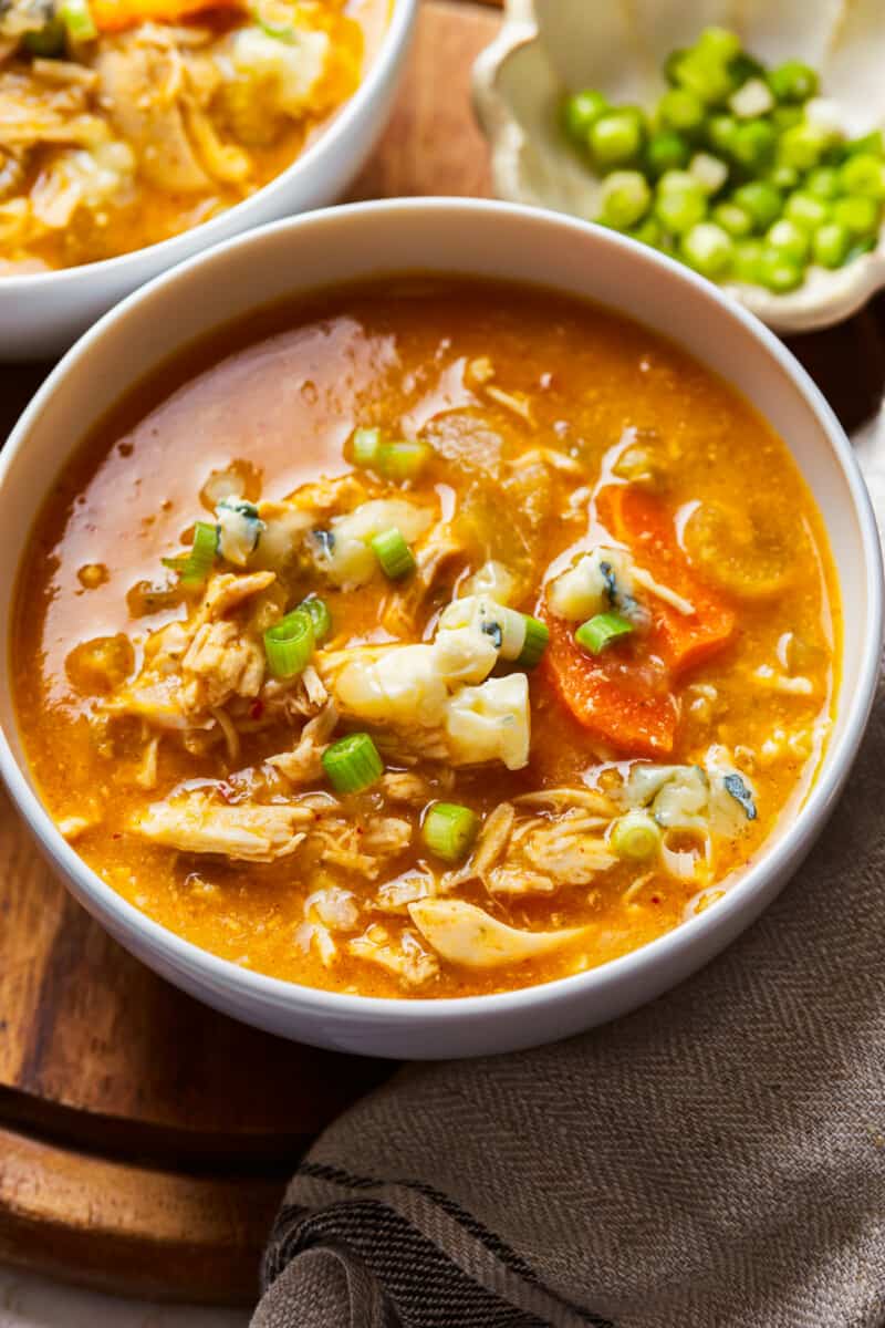 bowl filled with healthy buffalo chicken soup