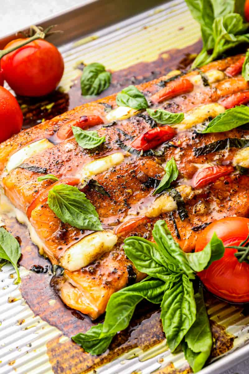 stuffed salmon with tomatoes and balsamic