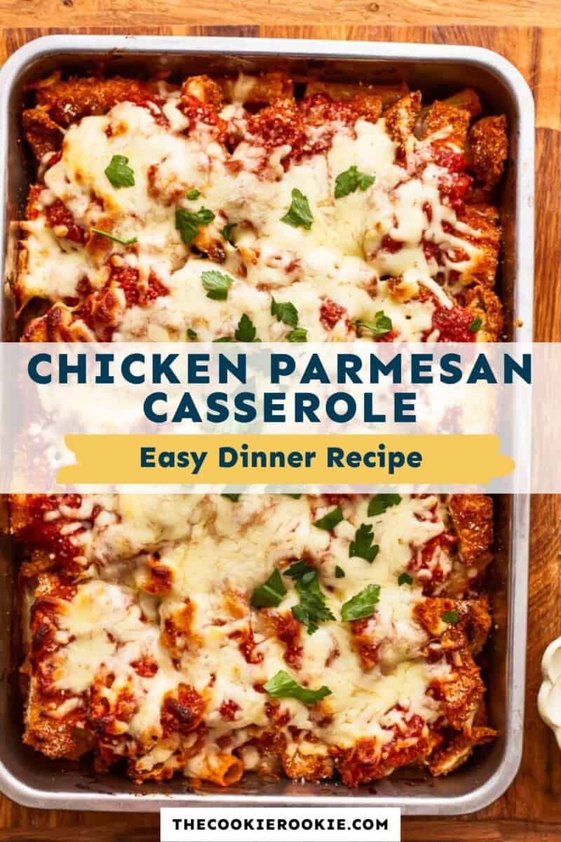 Chicken parmesan casserole is a delicious and easy dinner recipe.