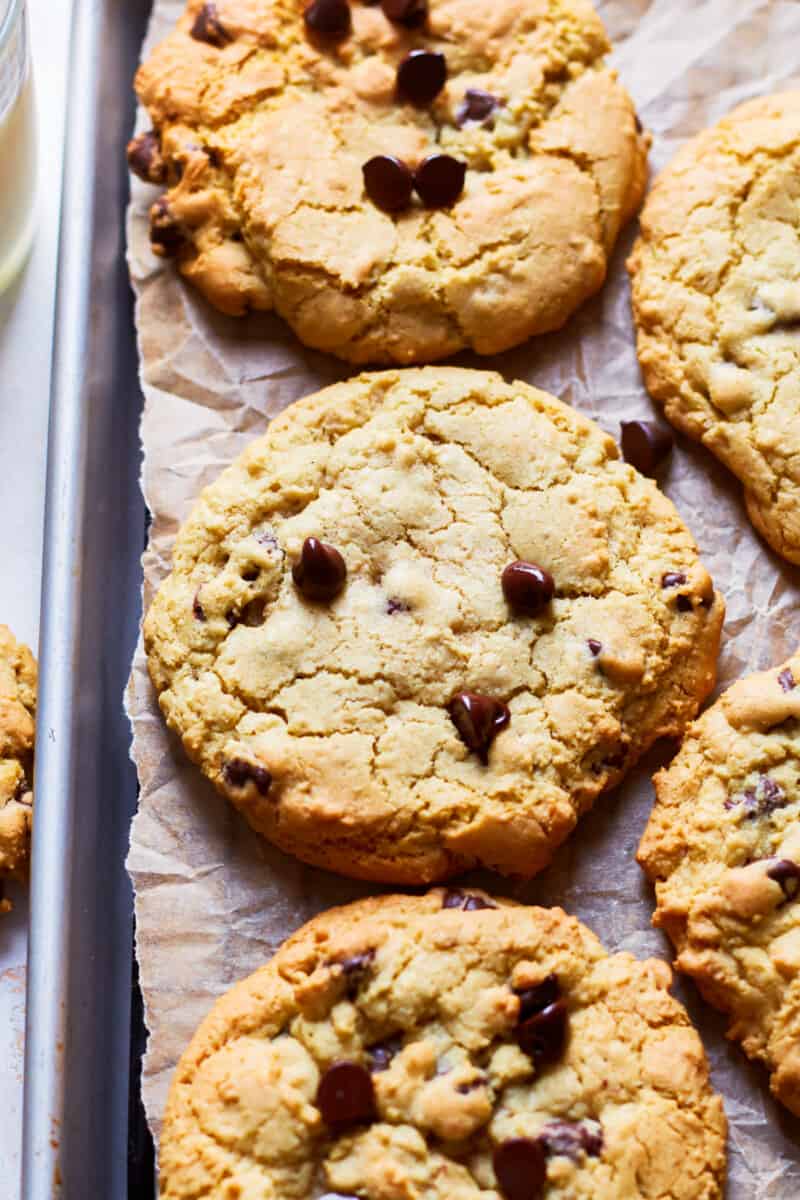 close up on the best chocolate chip cookies