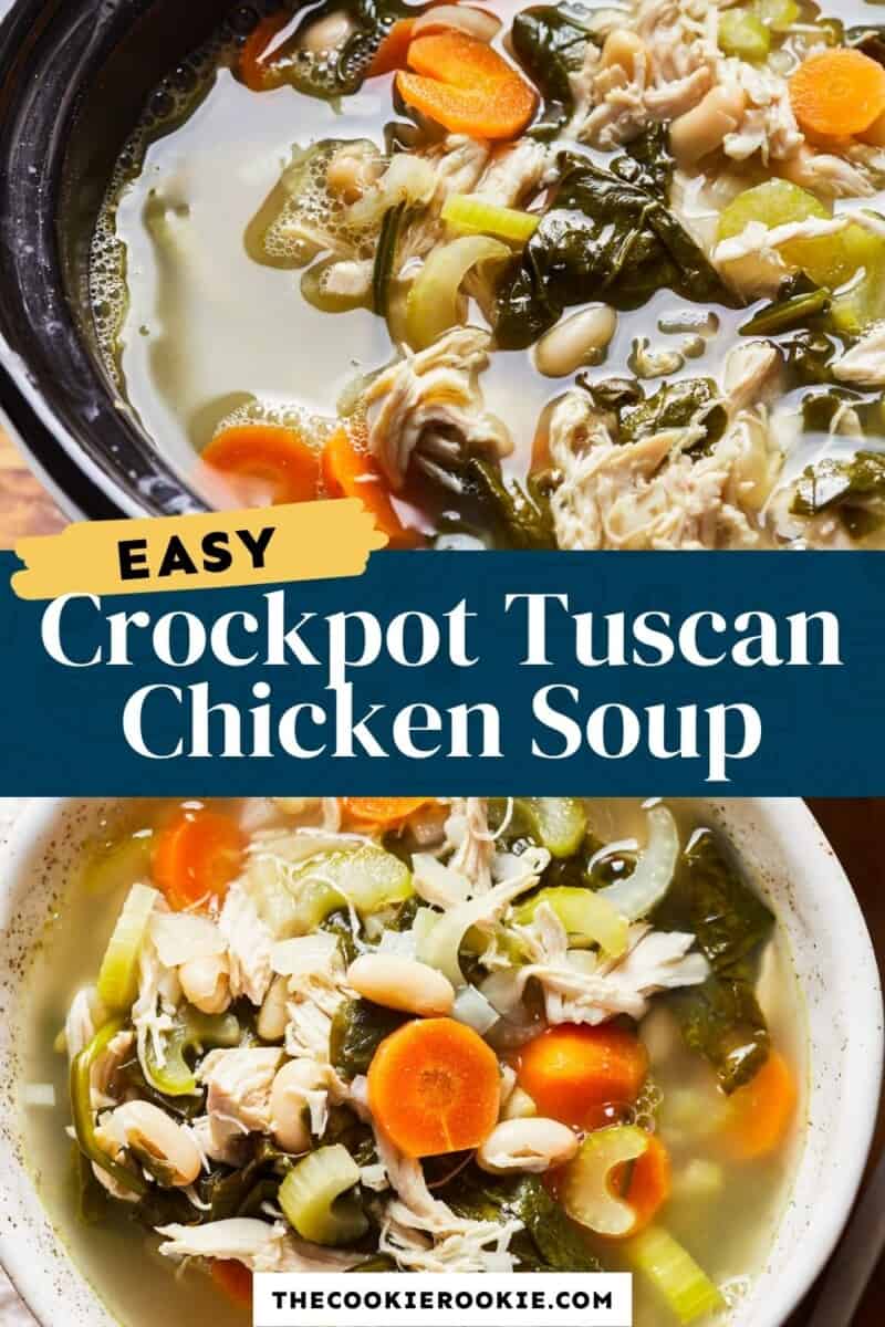 easy crockpot tuscan chicken soup pin
