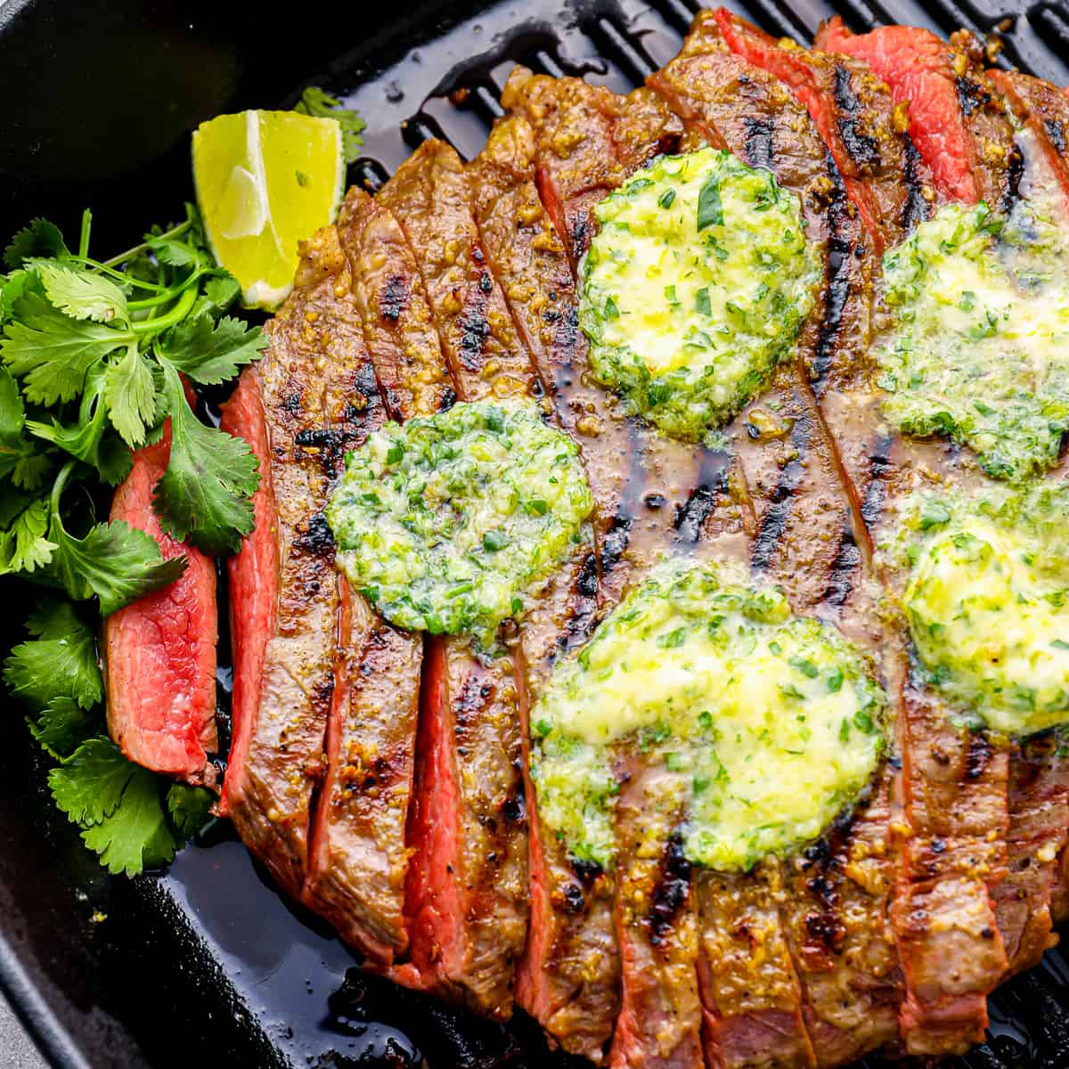 Grilled Flank Steak with Cilantro Lime Butter Recipe - The Cookie Rookie®