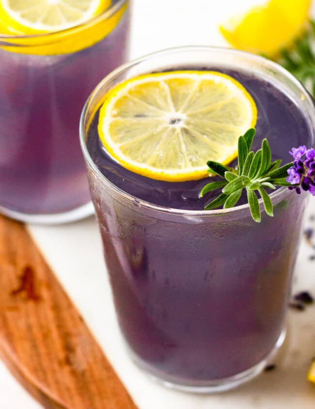 a glass of lavender lemonade