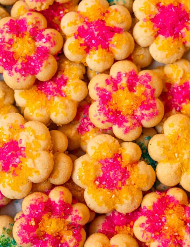 close up of easter spritz cookies.