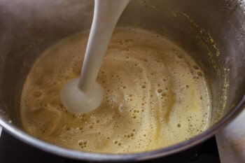 immersion blender in a pot of soup