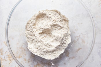 flour in a clear glass bowl