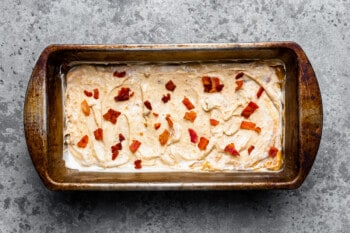 rustic metal pan filled with peanut butter dog ice cream