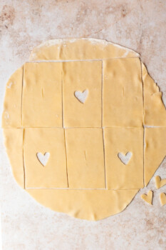 cutting pie dough into rectangles