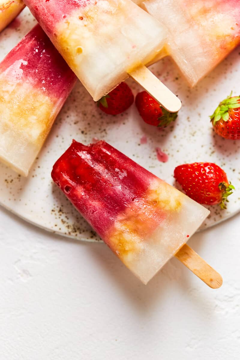 alcoholic popsicles with three different colored layers