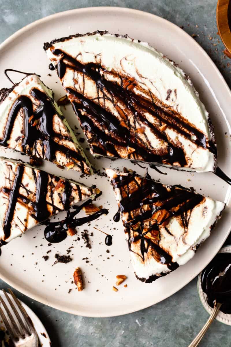 ice cream pie on a serving plate