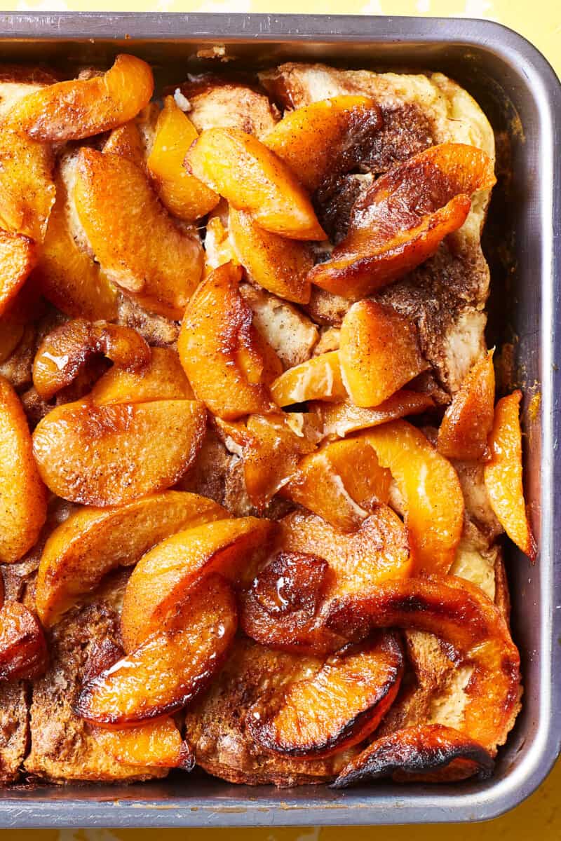 overnight peach french toast casserole