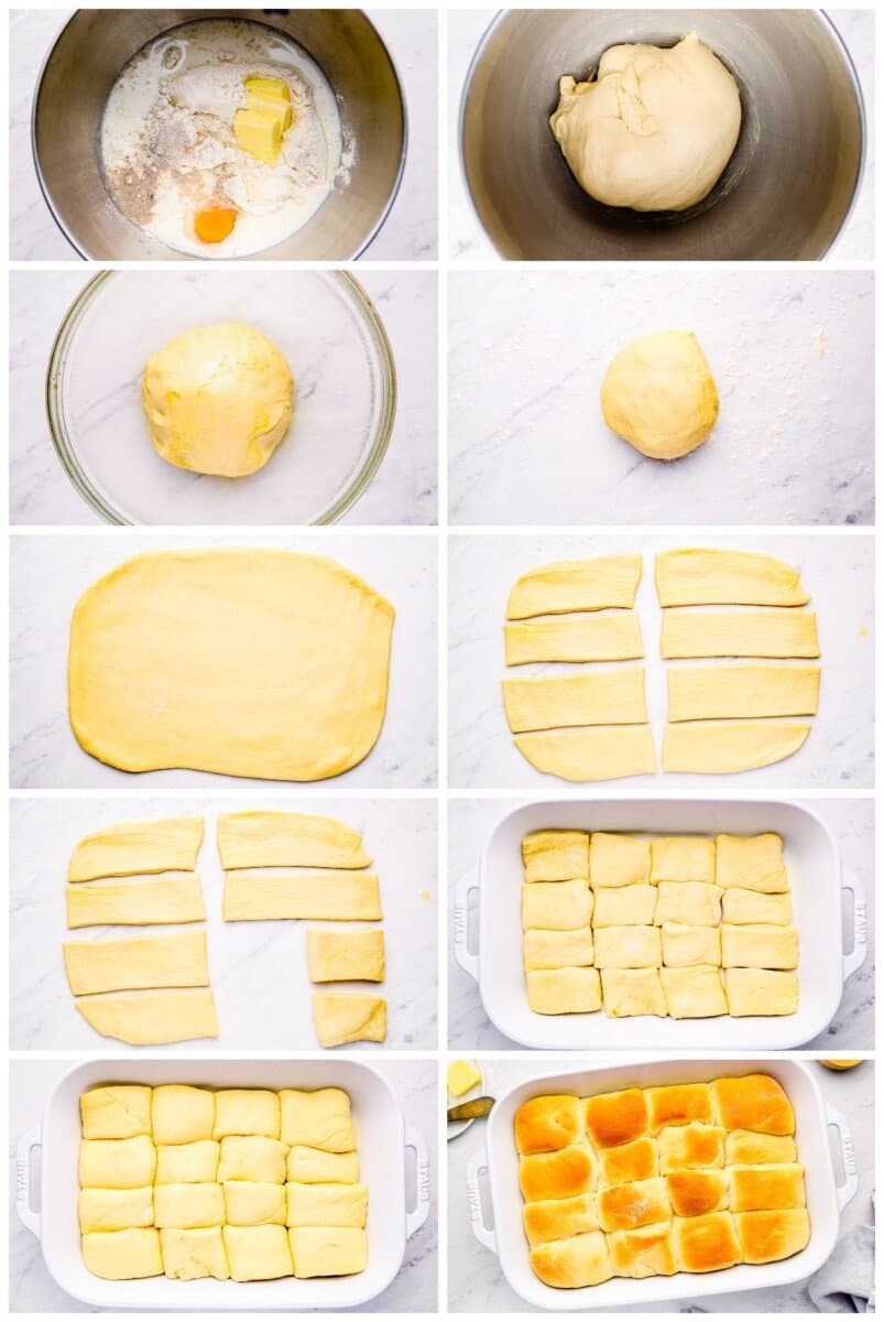 step by step photos for how to make parker house rolls.