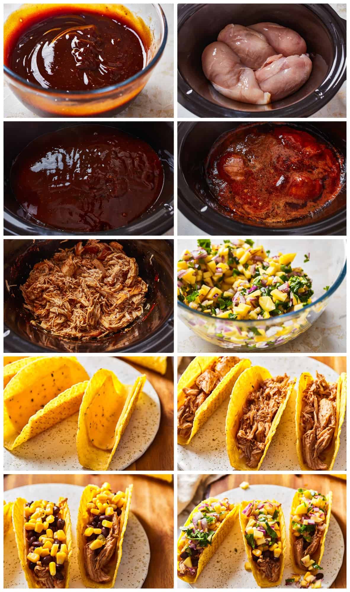 how to make crockpot bbq chicken tacos step by step