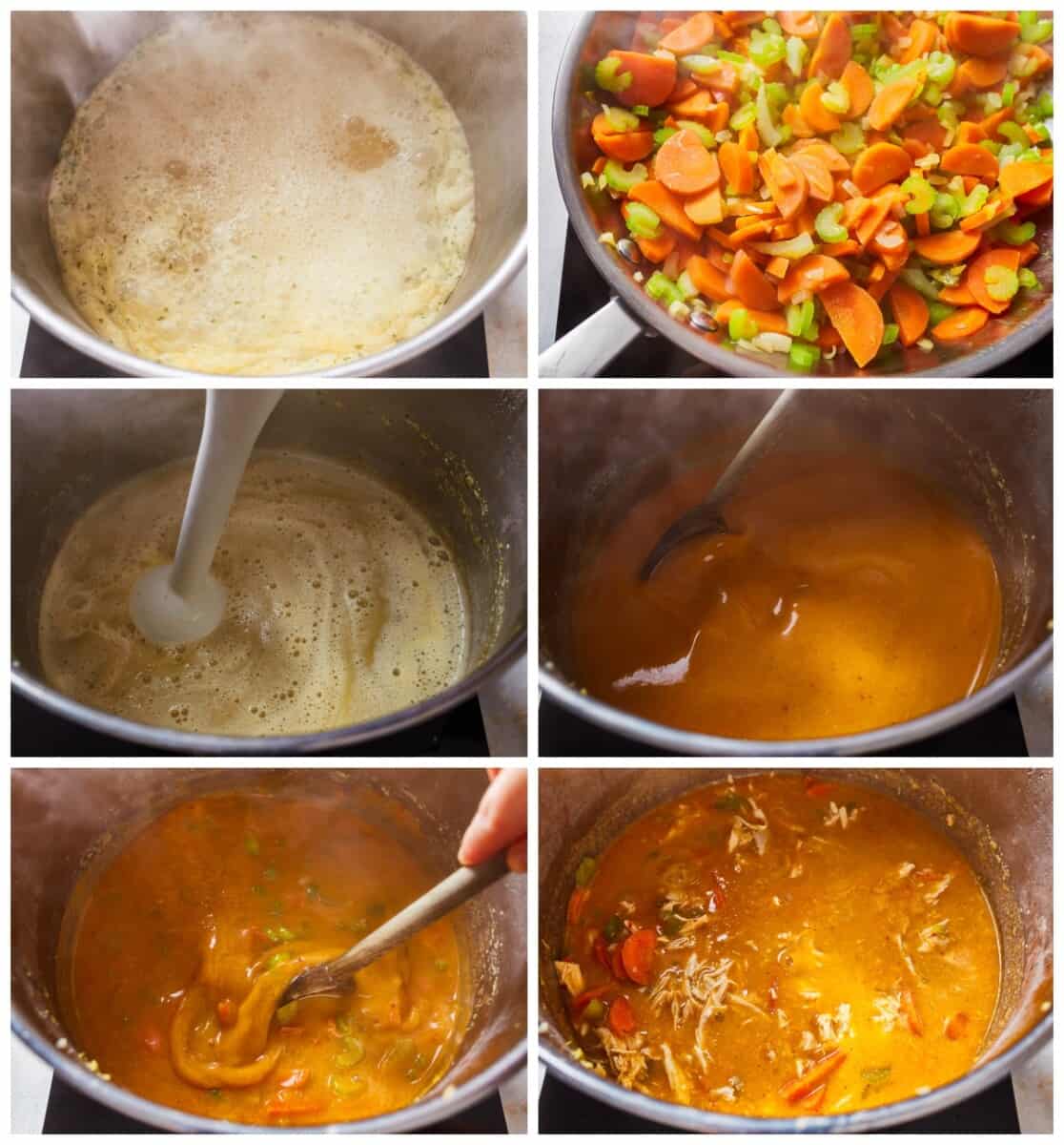 how to make buffalo chicken soup step by step collage