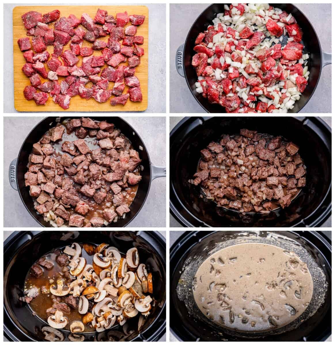 step by step photos for how to make crockpot beef stroganoff.