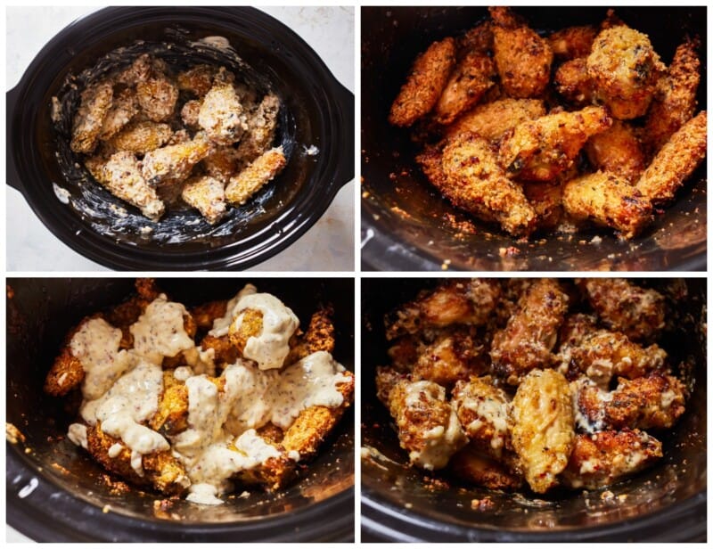 how to make garlic parmesan chicken wings in a crockpot step by step