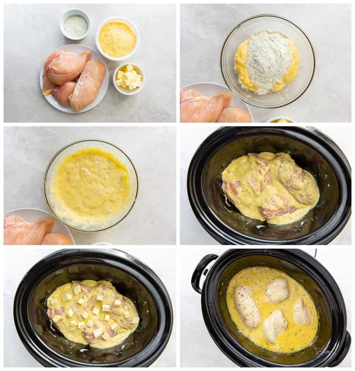 step by step photos for how to make crockpot ranch chicken.