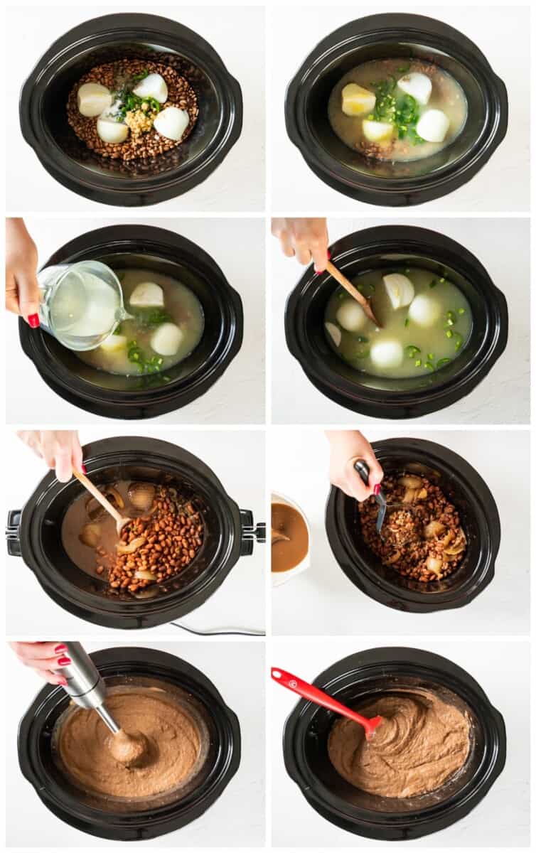 step by step photos for how to make crockpot refried beans.