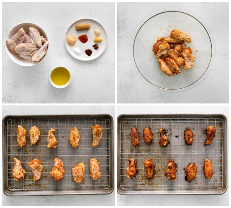 step by step photos for how to make dry rub chicken wings.