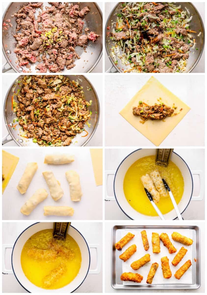 step by step photos for how to make egg rolls.