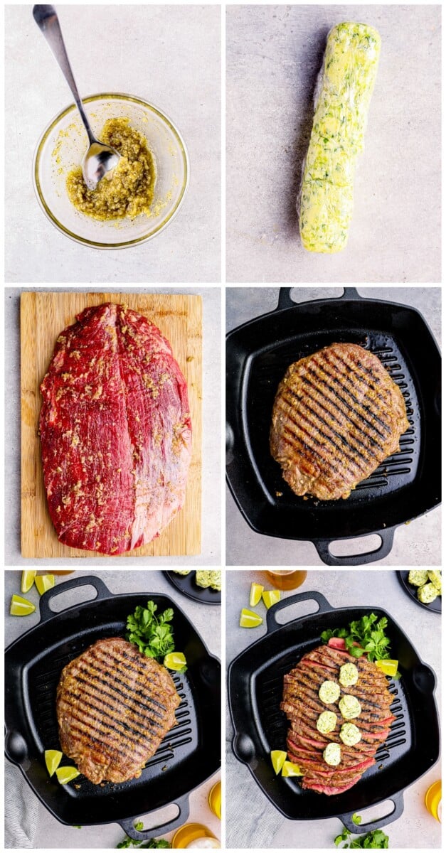 Grilled Flank Steak is an easy and simple thing you can make for dinner all summer long. This flank steak recipe is so flavorful, with a delicious cilantro lime steak butter to make it even better. Have a great steak dinner ready in no time! how to cook flank steak on a grill step by step photos