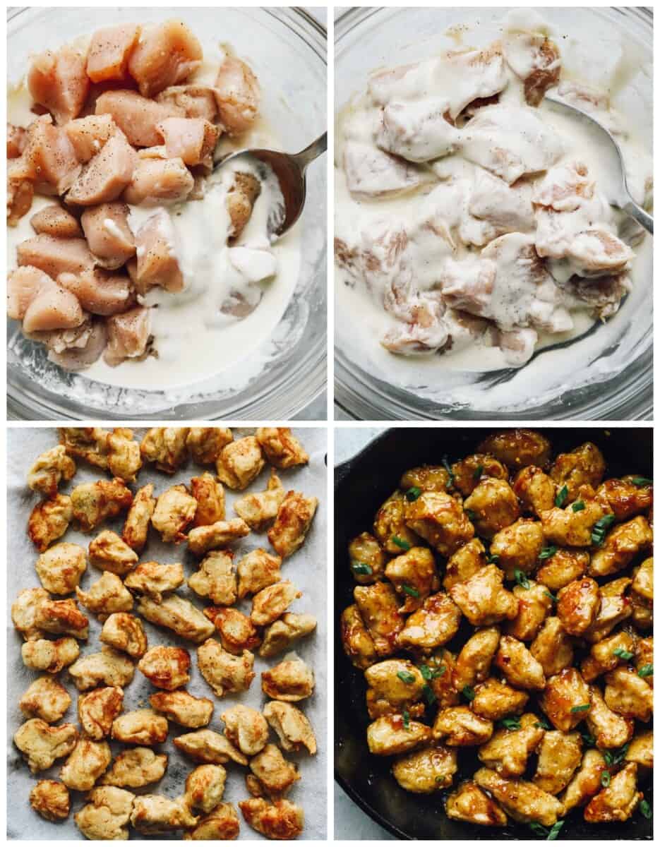 step by step photos for how to make honey chicken.