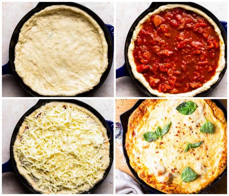 how to make deep dish pizza in a skillet step by step