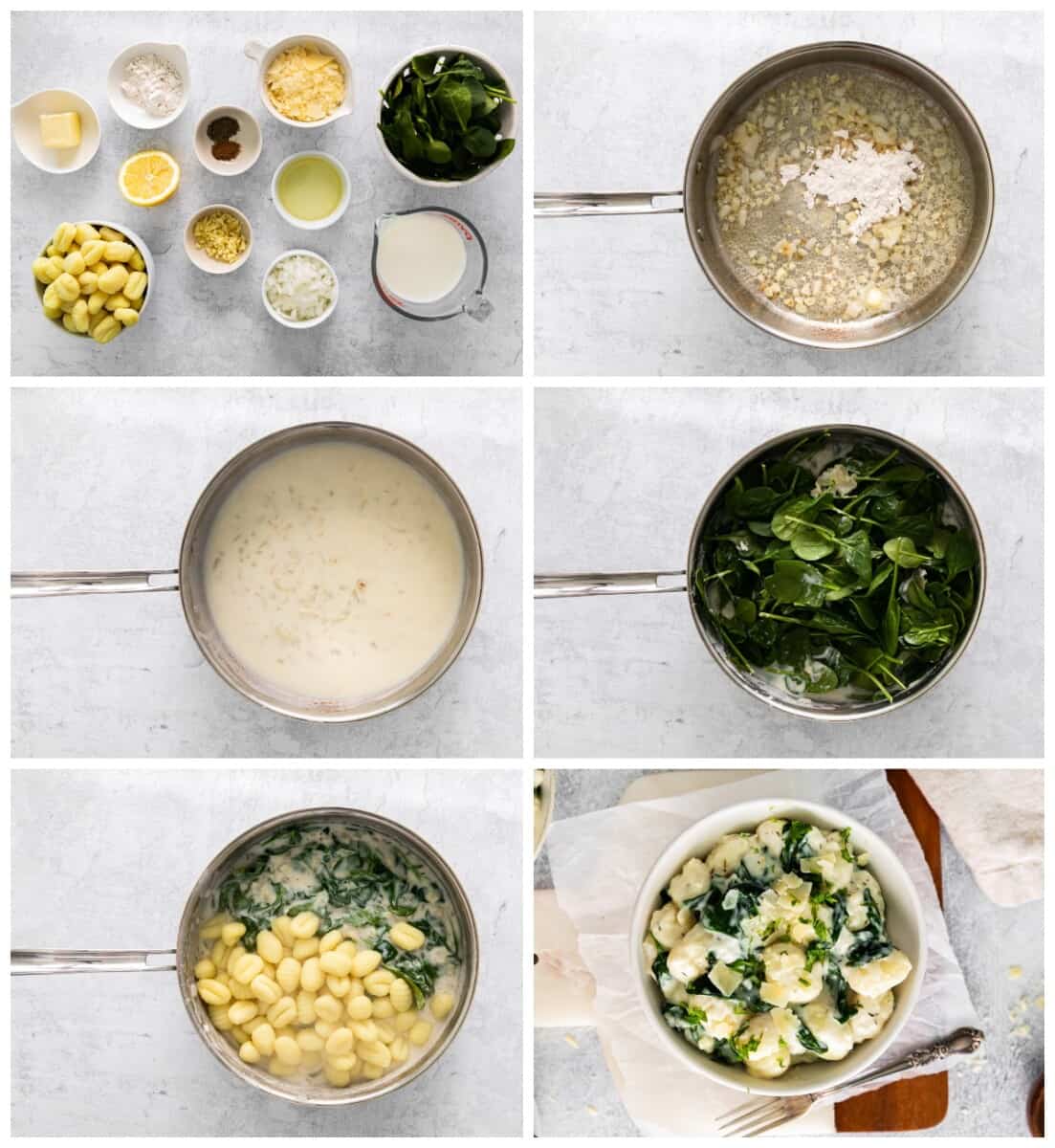 step by step photos for how to make parmesan spinach gnocchi.