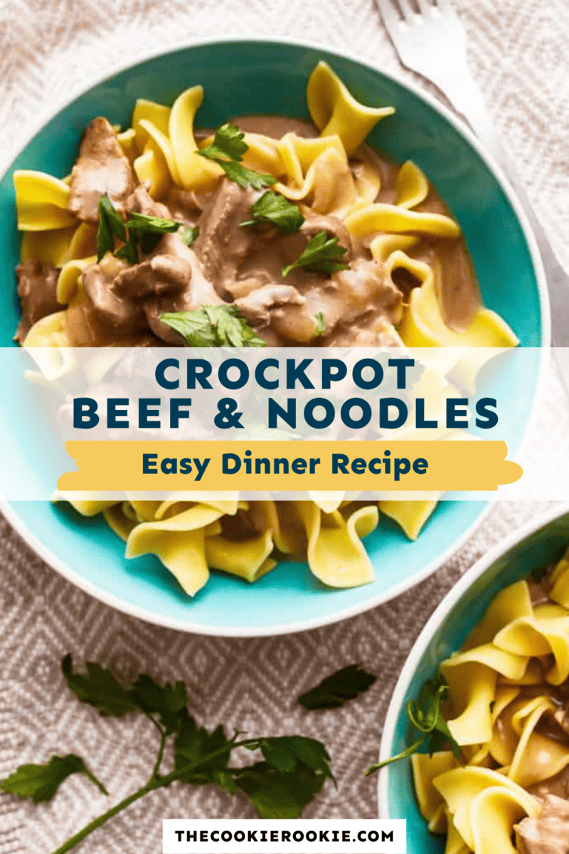 Slow cooker beef and noodles easy dinner recipe.
