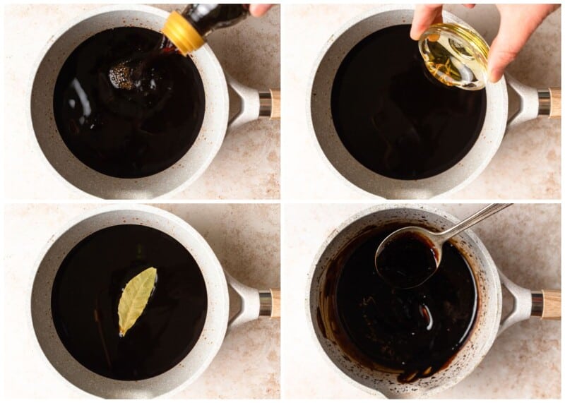 how to make balsamic reduction glaze step by step photo collage
