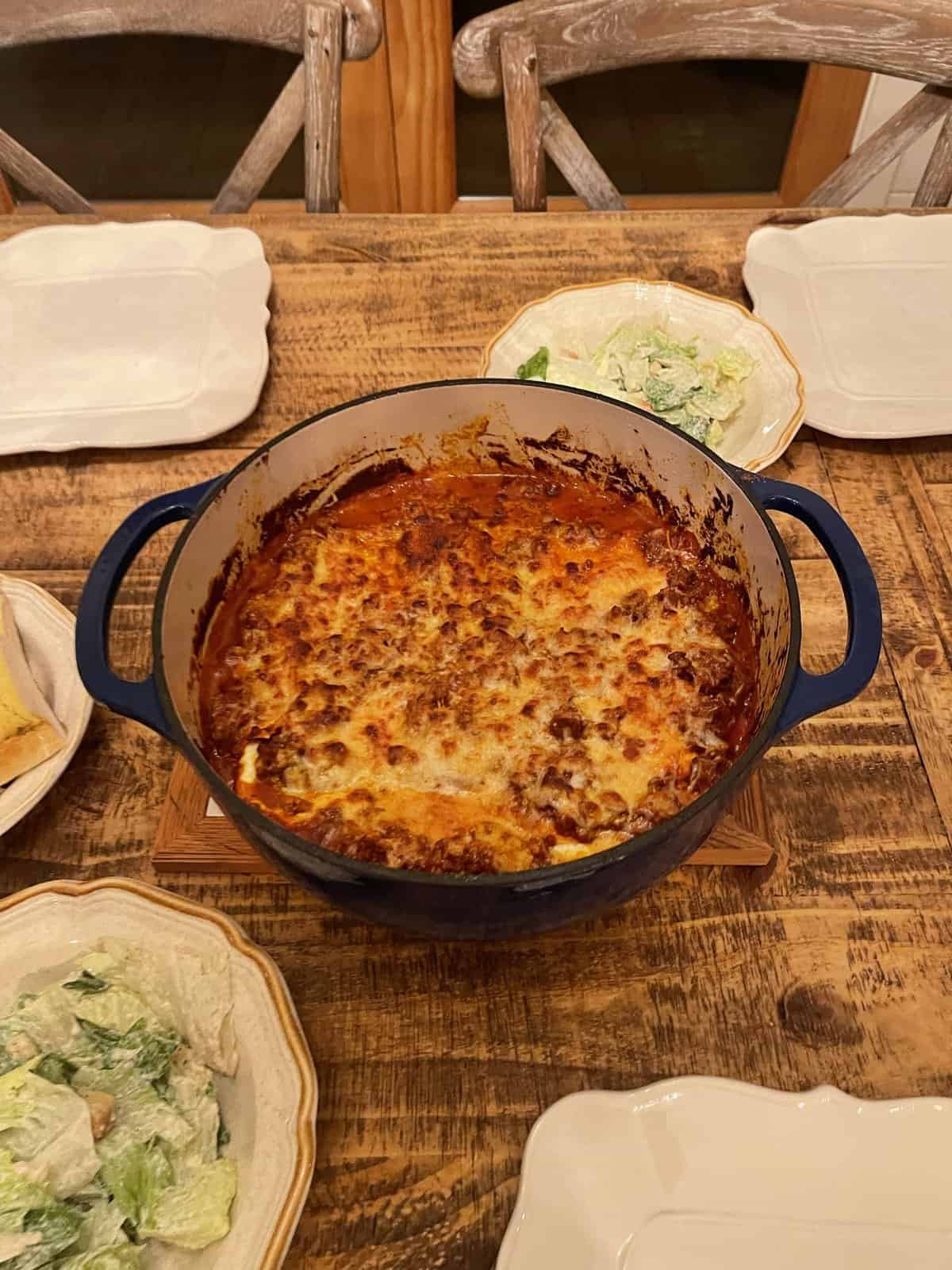 Easy Homemade Dutch Oven Lasagna - Rocky Hedge Farm