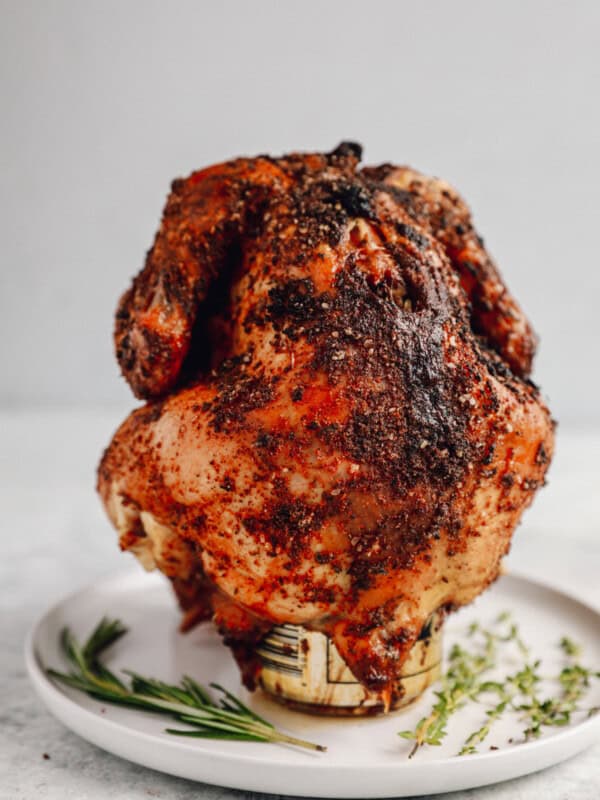 beer can chicken on a plate