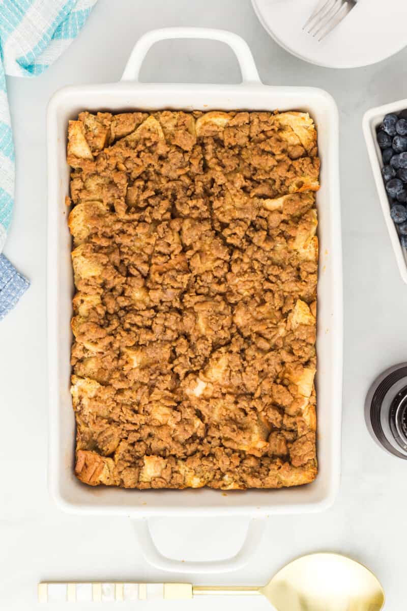 overhead view of French toast casserole