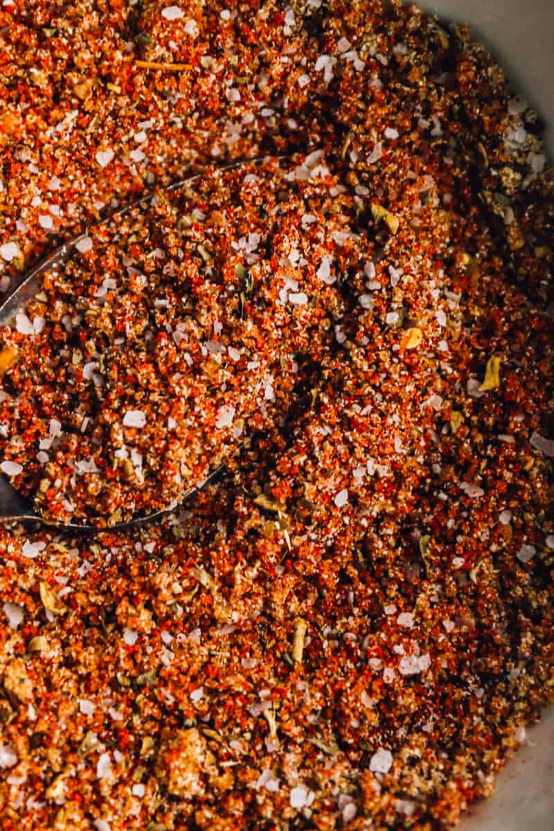 close up on a homemade seasoning mix for chicken