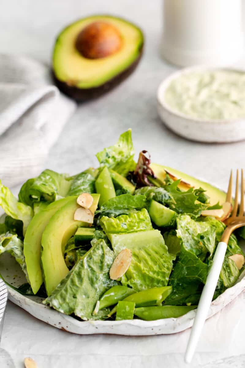 romaine salad with greens and dressing