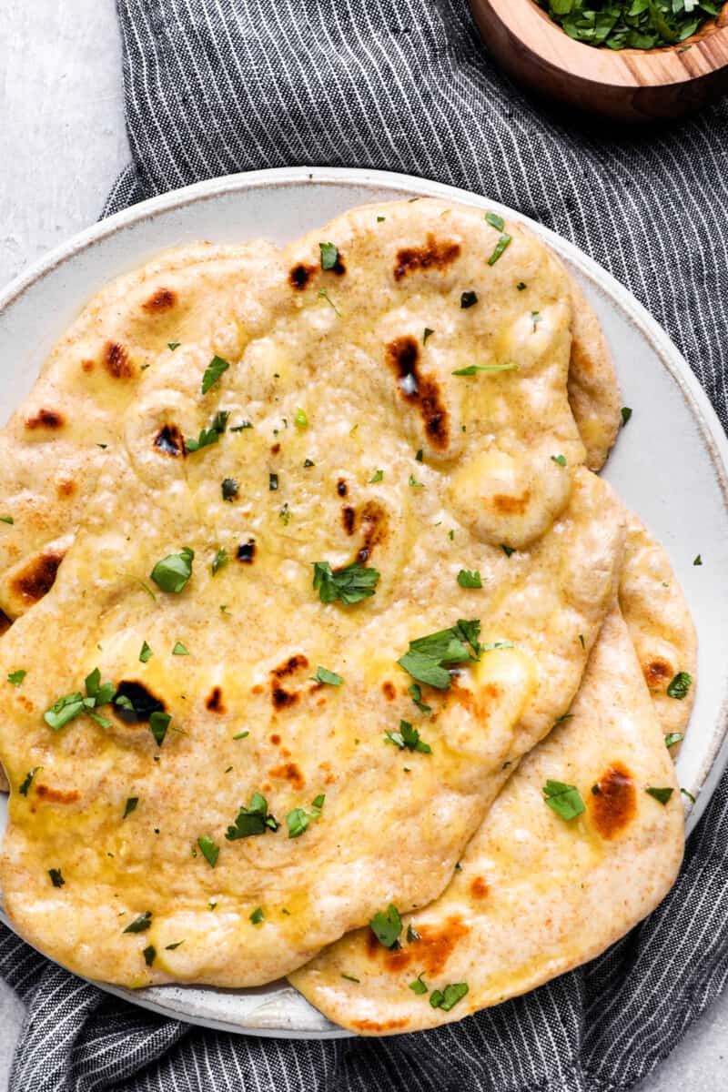 homemade naan bread on a plate