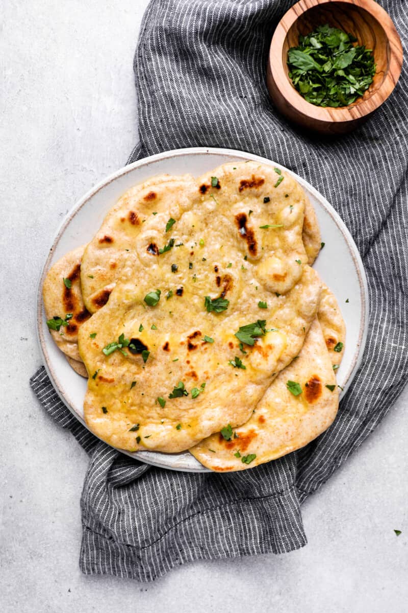 a plate of naan bread