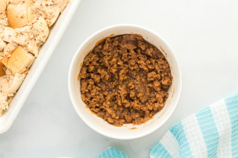 cinnamon crumble mixture in a bowl