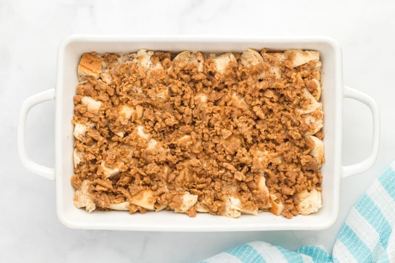 French toast casserole before baking