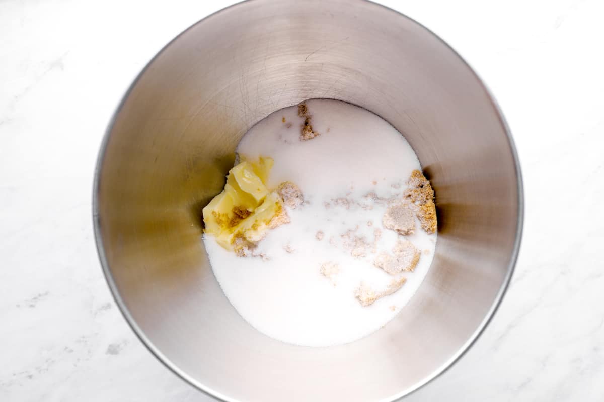 butter and sugar before being creamed together