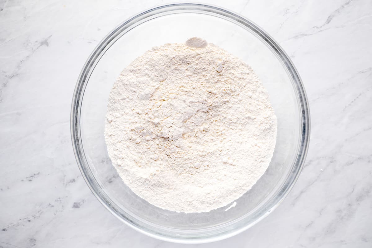 flour in a glass bowl