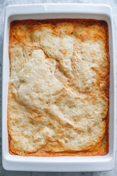 baked gooey butter cake in a baking pan