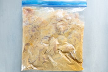 marinating chicken in a ziplock bag.