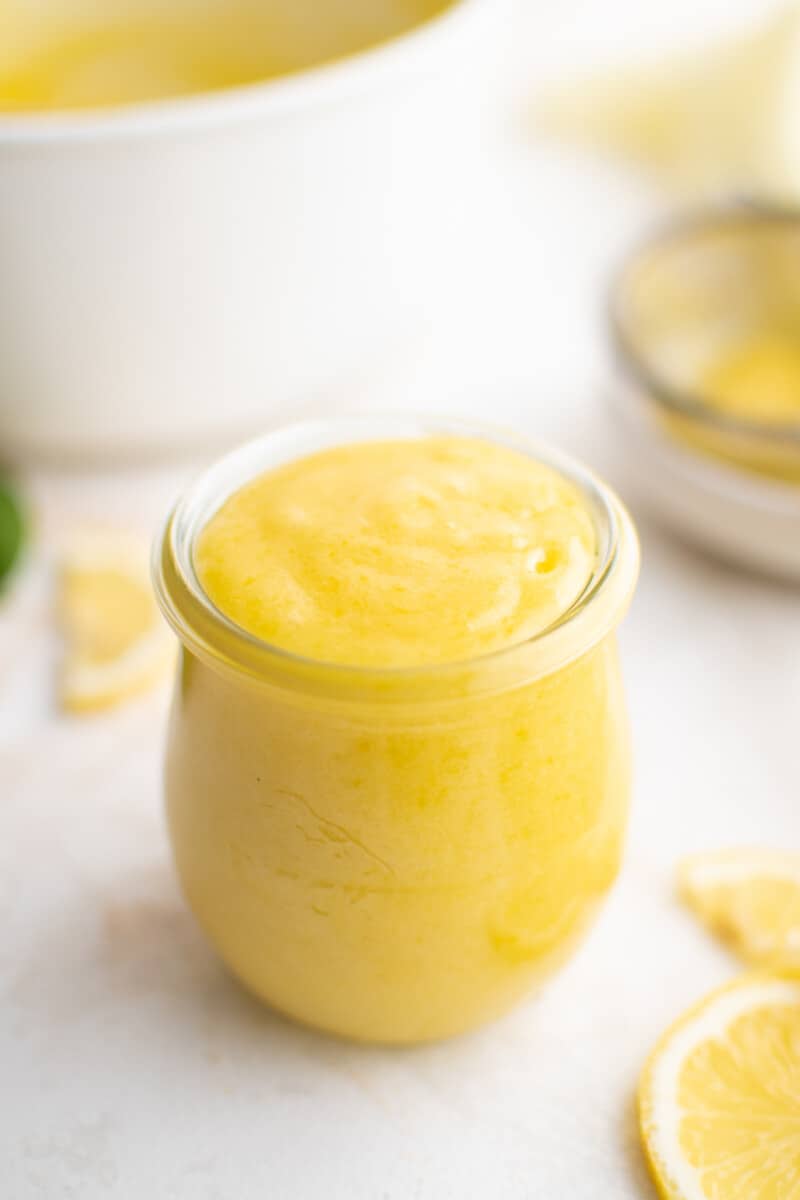 lemon curd in a small glass jar