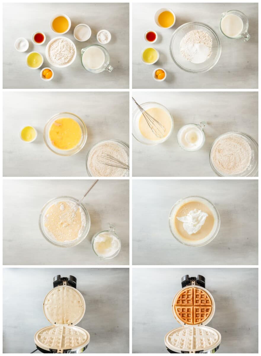 step by step photos for how to make belgian waffles.