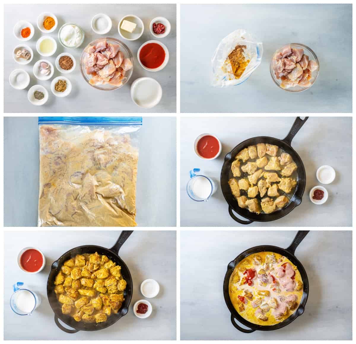 step by step photos for how to make indian butter chicken.