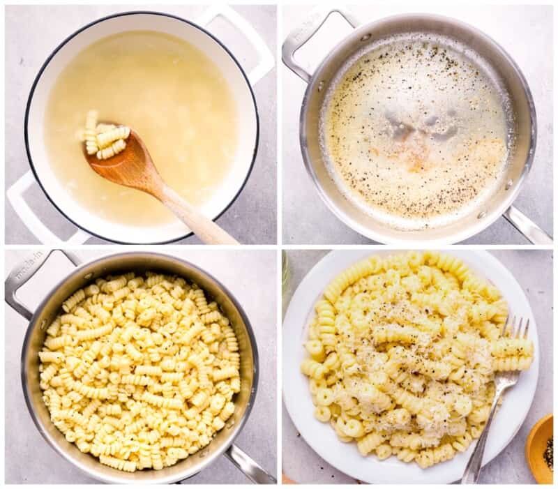 step by step photos for how ot make cacio e pepe.