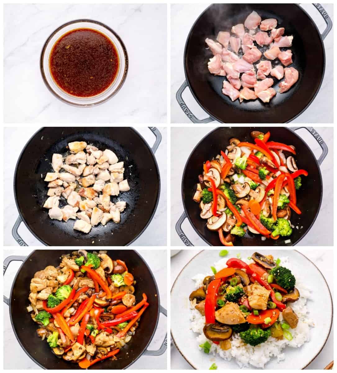 step by step photos for how to make chicken stir fry.