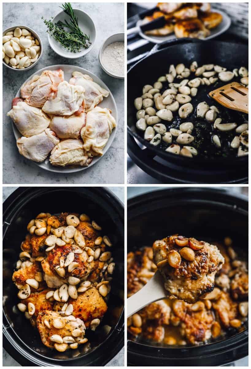 how to make 40 clove garlic chicken in a crockpots step by step photos